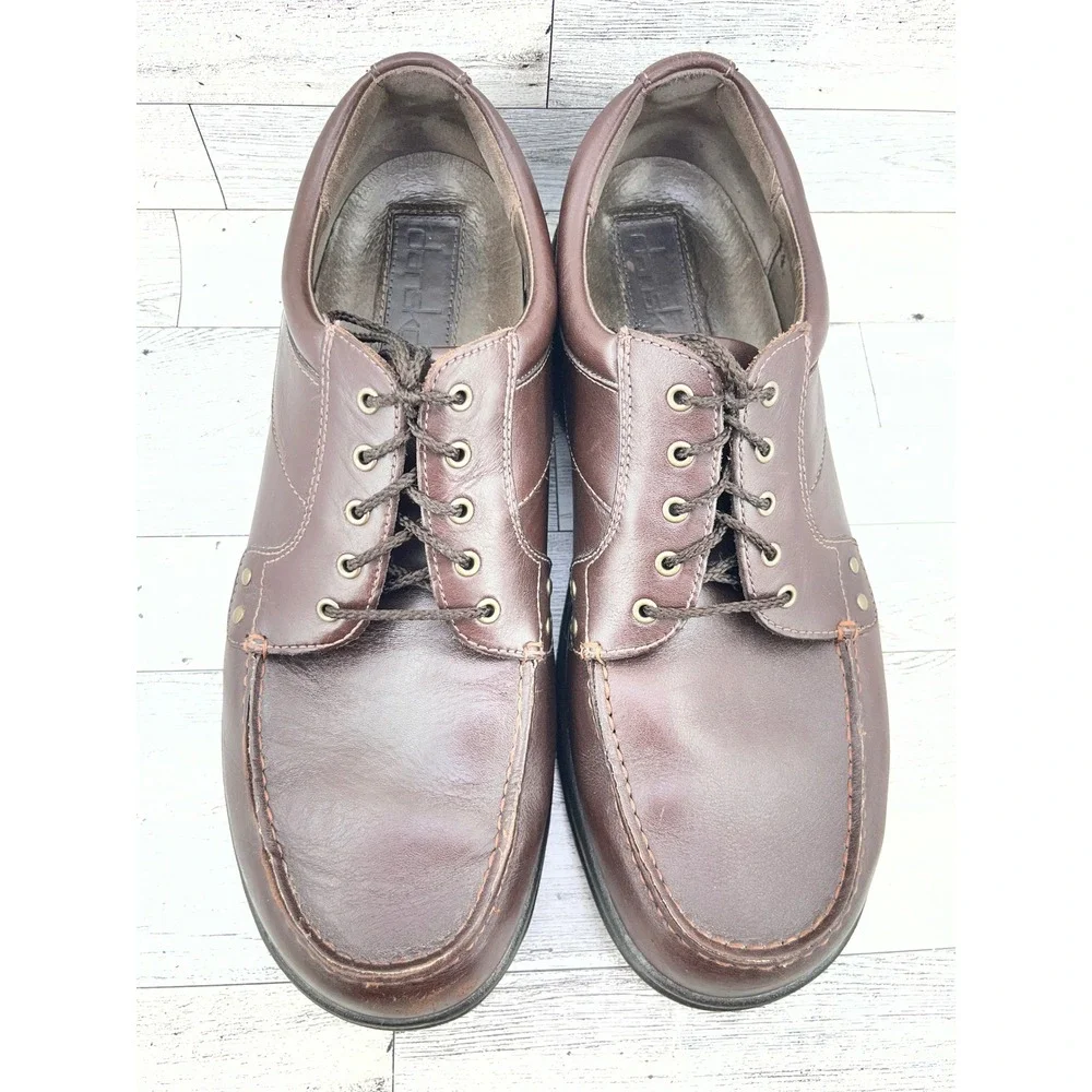 Dansko Men Brown Leather Moc Toe Lace Up Slip Resistant Oxford Shoes EU 47 US 14
